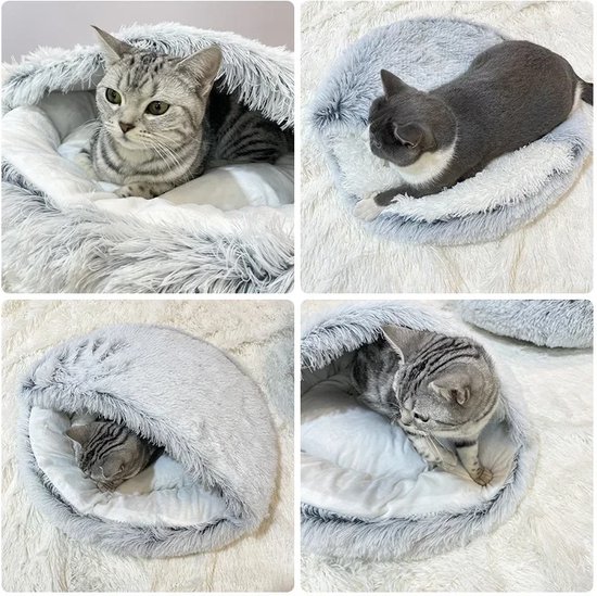 Foto: Kattennest accessoires rond warm katten bed huisdierenproducten slaapzak winter lange pluche kat spullen bed voor kleine honden