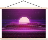 Porte-affiche avec affiche - Affiche scolaire - Gaming - Neon - Retro - Purple - Sun - Jeux - 60x40 cm - lattes vierges