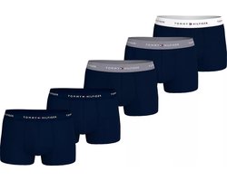 Tommy Hilfiger trunk (5-pack) - heren boxers normale lengte - blauw met gekleurde tailleband - Maat: M