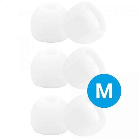 3 Pack Siliconen Medium (M) Dopjes Oordopjes Vervanging Tips Flexibele Eartips Oortips Geschikt voor Oordopjes / Headsets Wit