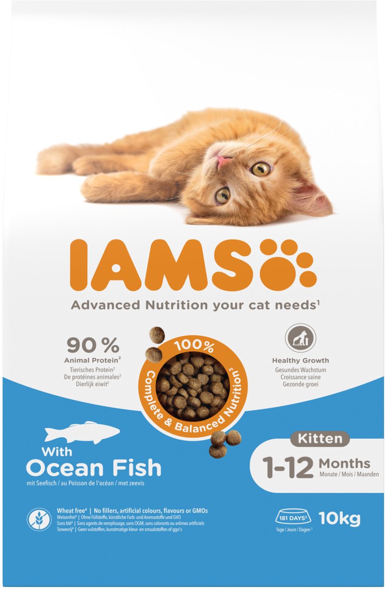 2x10kg Kitten met Zoutwatervis IAMS for Vitality Kattenvoer
