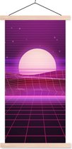 Support pour affiche avec affiche 60x120 cm - Affiche scolaire - Gaming - Néon - Rétro - Violet - Soleil - Jeux - Affiche textile - Lattes vierges