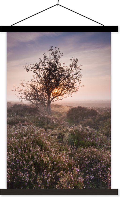Affiche textielposter Heather at sunrise lamelles noires 120x180 cm - Tirage photo sur plaque scolaire (décoration murale salon / chambre) XXL / Groot format!