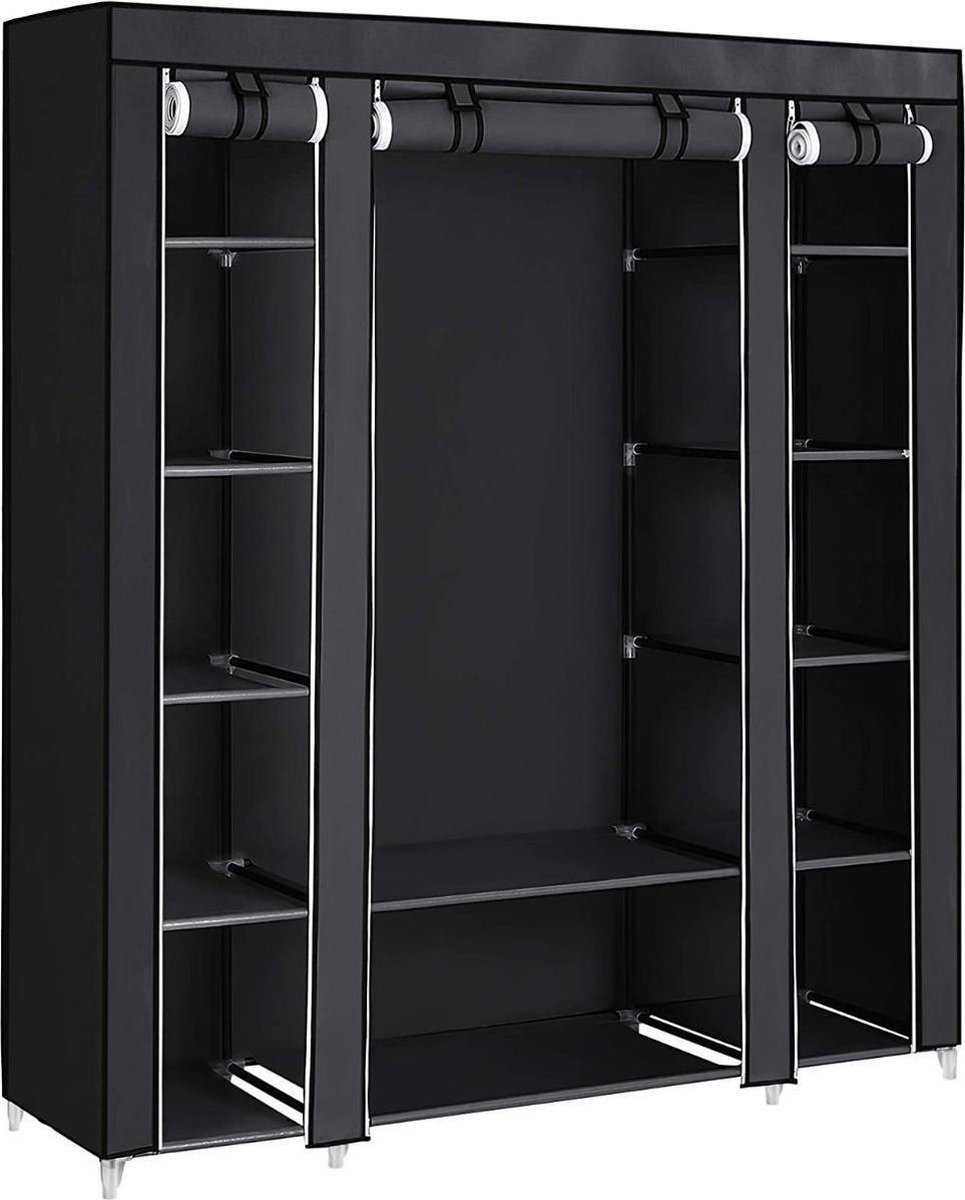 Lowander garderobekast Bari 175x150x45 cm – Opvouwbare opbergkast – Zwart
