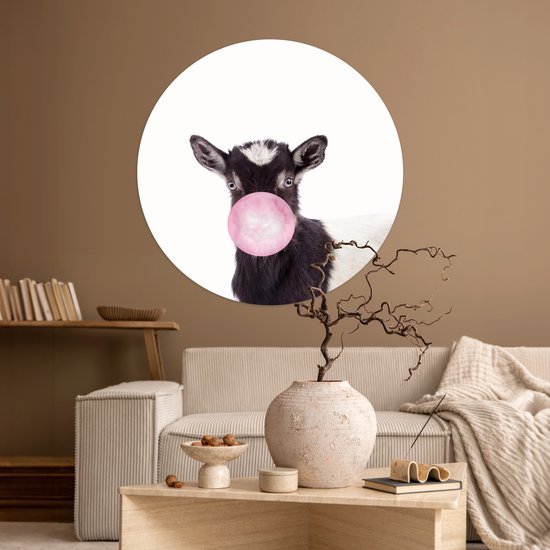 Papier peint autocollant enfant - Décoration Animaux enfant - Animaux - Chèvre - Rose - Bubble gum - Filles - Enfants - 100x100 cm - Décoration murale chambre garçon - Décoration chambre