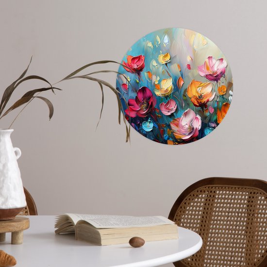 WallCircle® - Papier peint cercle 30x30 cm - Stickers muraux Fleurs - Coloré - Abstrait - Peinture - Nature - Cercle mural salon - Cercle mural chambre - Décoration de chambre autocollante - Accessoires de Décoration murale