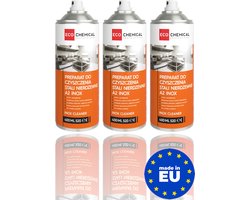RVS Spray - 3 x 400ml Onderhoudsmiddel Auto Detailing - Reiniger Chroom Aluminium Staal - Made in EU