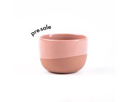Cappuccino kopje – 180ml - Half Glazed - Terracotta Pink - Handgemaakt – Porselein – Koffiekopjes – Espressomachine - Barista Essentials