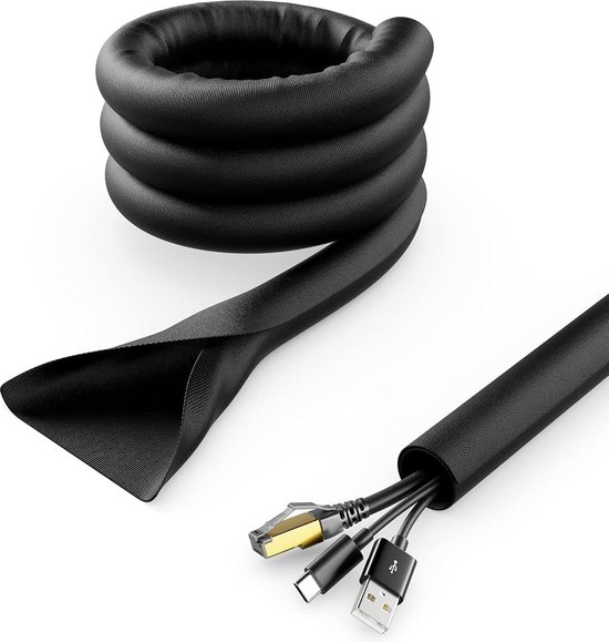 MOCNT Ribbelbuis voor Auto Kabelbescherming Polyethyleen Gegolfde Flexibele Buis Kabel Organizer Kabels Afdekken Bescherming Gespleten Open Kabelbeheer Zwart 18mm 15meter