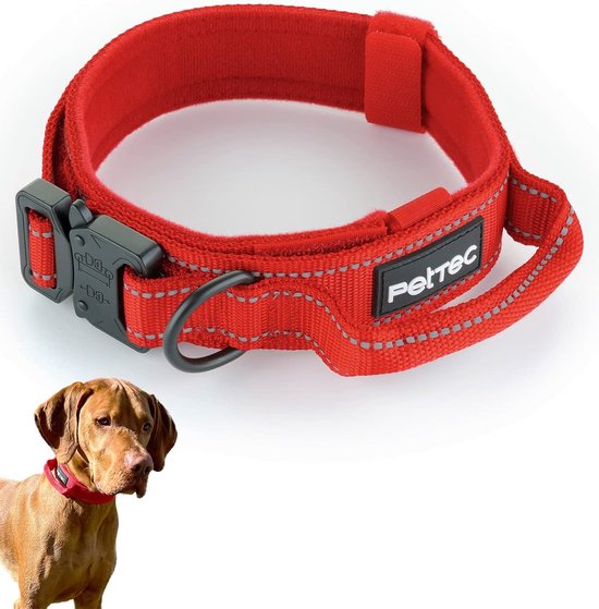 PetTec Hondenhalsband van neopreen en nylon, halsband met handvat voor
