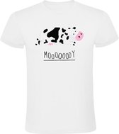 Koe Moooooody Heren T-shirt - moe - zwart-wit - gevoelig - lui - mooien - humeur - woordspeling - dieren - taal - engels - humor - grappig