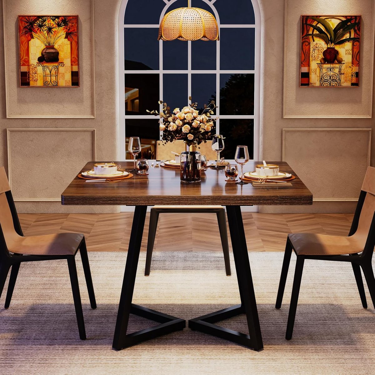 Tribesigns Eettafel voor 4-6 personen, 160 x 80 cm, zwarte eetkamertafel met zwaar metalen frame, moderne industriële rechthoekige keukentafel, eettafel voor de keuken thuis Tribesigns Eettafel voor 4-6 personen, 160 x 80 cm, zwarte eetkamertafel met zwaar metalen frame, moderne industriële rechthoekige keukentafel, eettafel voor de keuken thuis
