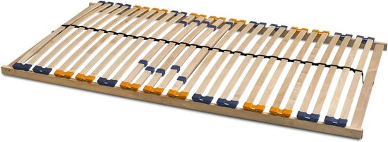 Houten lattenbodem, metalen frame, flexibele houten latten, 2 dubbele latten voor lendenversterking, 7 voeten, zeer stabiel, robuust en duurzaam, industriële stijl (90 x 200 cm Houten lattenbodem, metalen frame, flexibele houten latten, 2 dubbele latten voor lendenversterking, 7 voeten, zeer stabiel, robuust en duurzaam, industriële stijl (90 x 200 cm