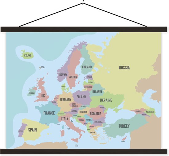 Affiche scolaire - Carte - Europe - Lettres - 120x90 cm - Lattes noires