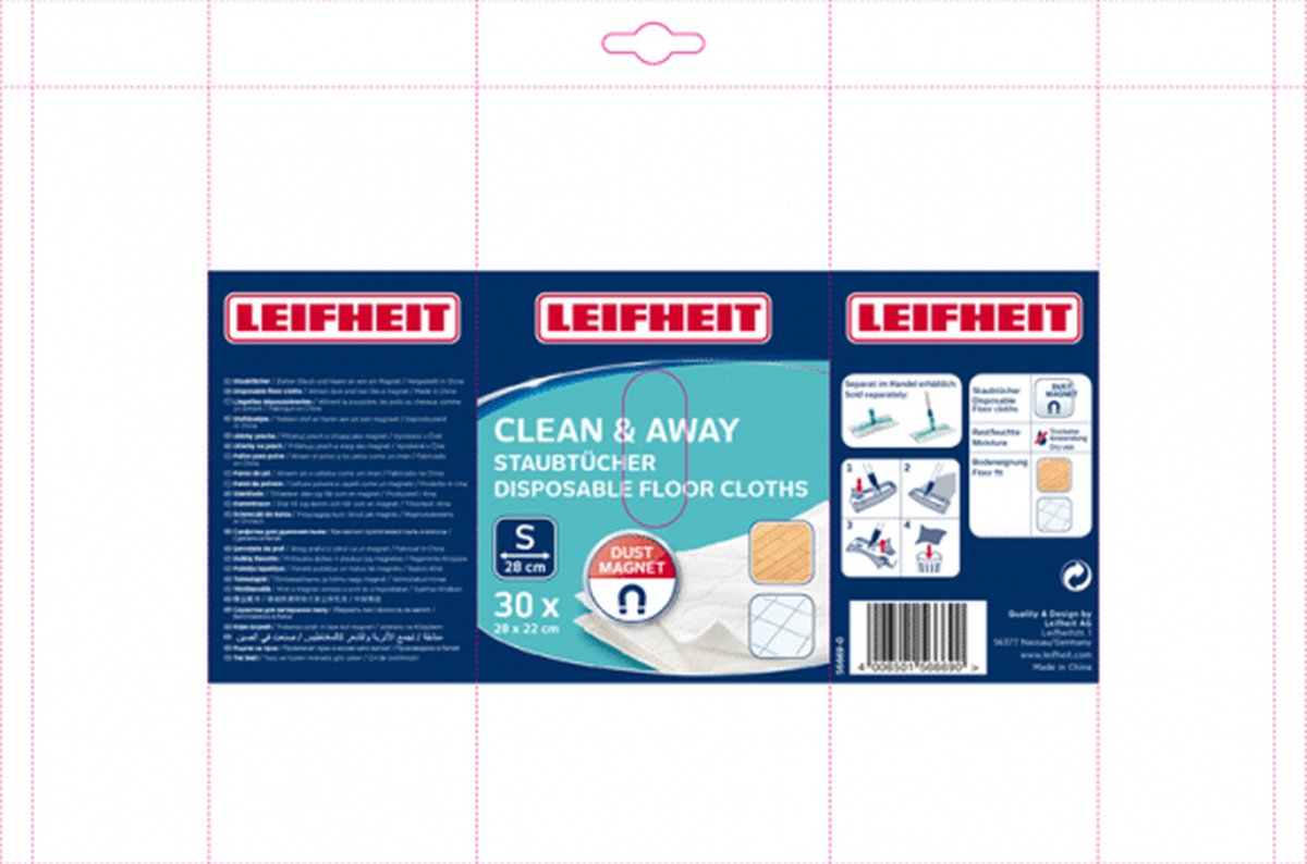 Leifheit Clean & Away Dust Cloths, Pack 20 Cloths, Duster Wipes