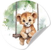 WallCircle® - Behangcirkel 50x50 cm - Muurstickers Leeuw - Dier - Kinderen - Jungle - Muurcirkel - Kinderkamer accessoires - Decoratie babykamer - Wandcirkel zelfklevend