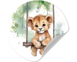 WallCircle® - Behangcirkel 50x50 cm - Muurstickers Leeuw - Dier - Kinderen - Jungle - Muurcirkel - Kinderkamer accessoires - Decoratie babykamer - Wandcirkel zelfklevend