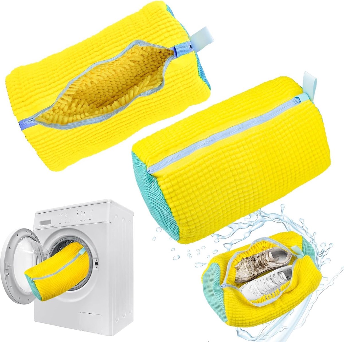 Goedkoopste 2-pack - schoenenwaszakken - Wasnet Voor Schoenen - herbruikbaar - mesh schoenenwaszak - ritssluiting - duurzame waszak voor wasmachine en droger sneakers - reinigingsset