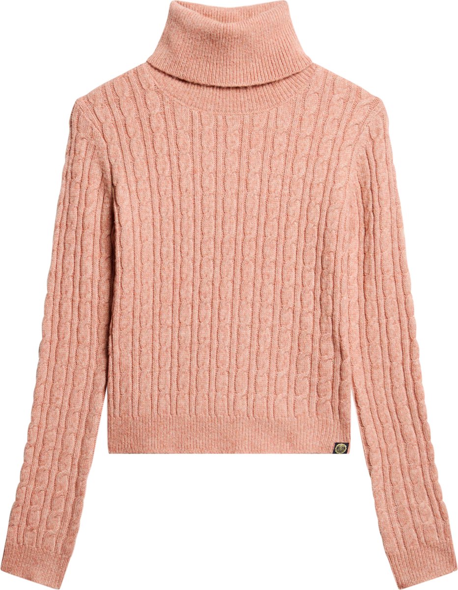Superdry FITTED CABLE ROLL NECK JUMPER Dames Trui Roze