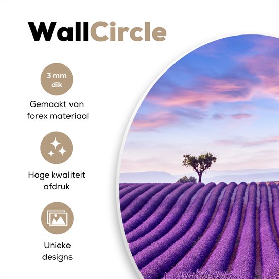 Cercle mural - Plastique - Cercle mural - Lavande - Arbres - Fleurs - Violet - Tableau rond - Décoration murale ronde - Cercle Décoration murale - 150x150 cm - Cercle mural intérieur - Chambre