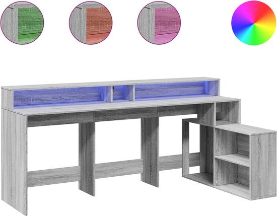 VidaXL Bureau Met LED-verlichting 120x55x91 Cm Hout Bruin Eikenkleurig 765569179