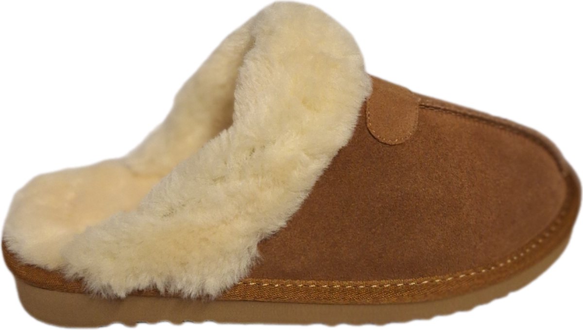 MADEL-PANTOFFEL-CAMEL-FAKESUEDE-TEDDY VOERING-39