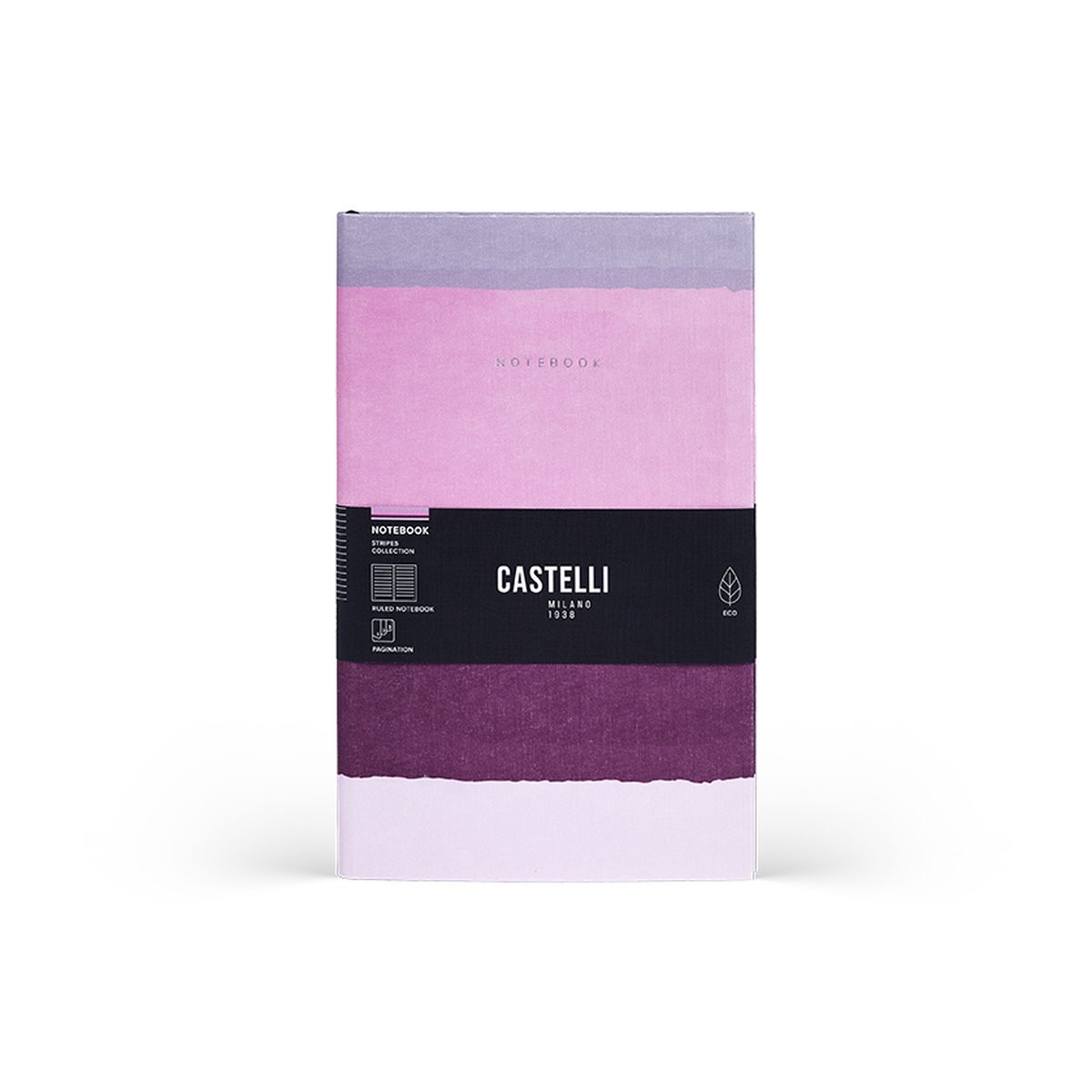 Castelli Milano A5 notitieboek Stripes - Bubblegum - inhoud met lijnen - 130x210 mm - Made in Italy