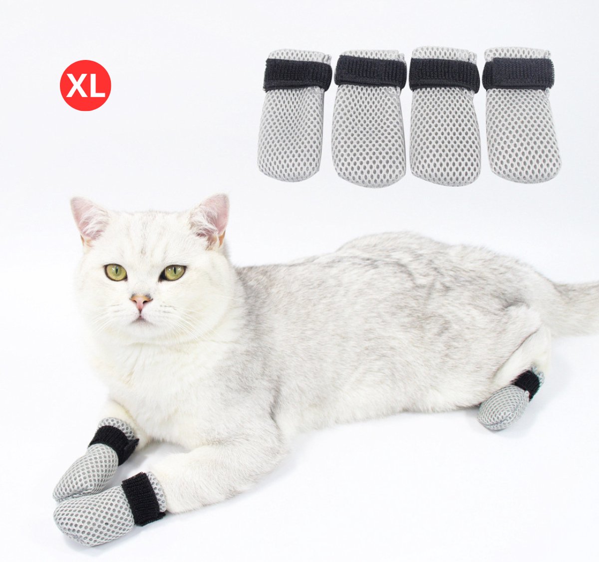 Bovista Krab Bescherming Katten - Nagelhoesjes Kat - Anti Krab Katten - Kattennagels - Maat XL - Grijs