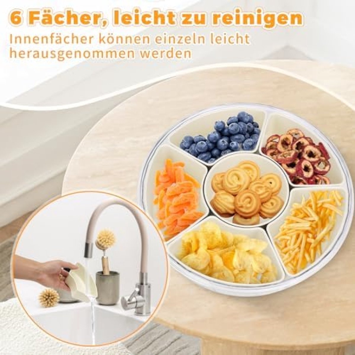 Candy Box Boîte à Bonbons Rotative Créative, Assiette à Fruits Divisée