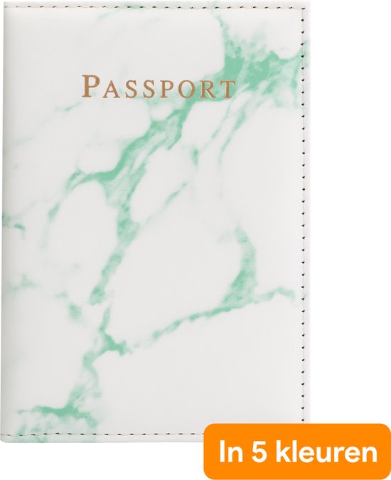 Paspoort Hoes - Paspoort Cover Marmer Groen – Kunstleer – Inclusief pashouder – Spatwaterdicht - Thousandtravelmiles