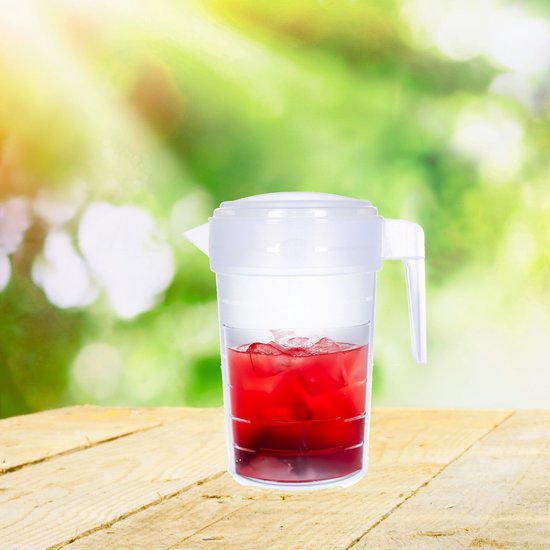 KOTARBAU® 1 liter waterreservoir met schaal en deksel, karaf met schenktuit, transparante kunststof