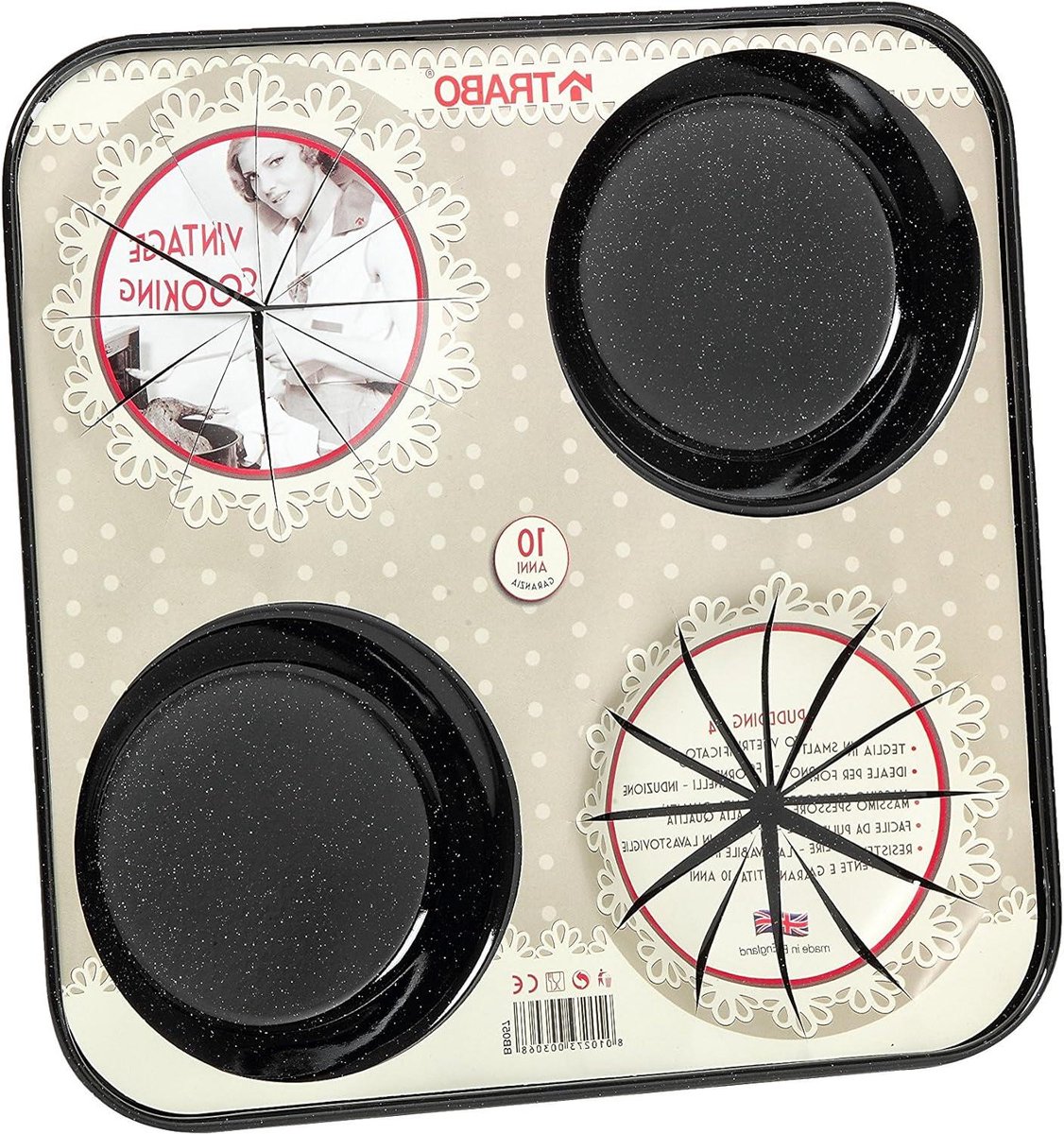 4 Pudding Vetrified Emaille Mold Zwart - Keukenaccessoires