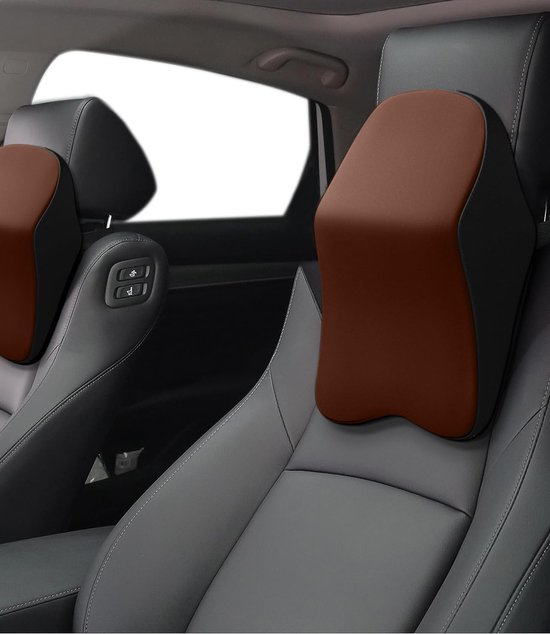 2 Stuks Nekkussen Auto voor MG3 Traagschuim Ergonomische Hoofdsteun Ademend Kussen Neksteun Autostoel,Black-Red