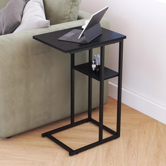 Slanke Kleine Bijzettafel voor Smalle Ruimtes, Bank-Bijzettafel, Nachtkastje met Opbergruimte, Multifunctionele Zijtafel voor Woonkamer Slaapkamer Keuken Kantoor (slaapkamer en kantoor