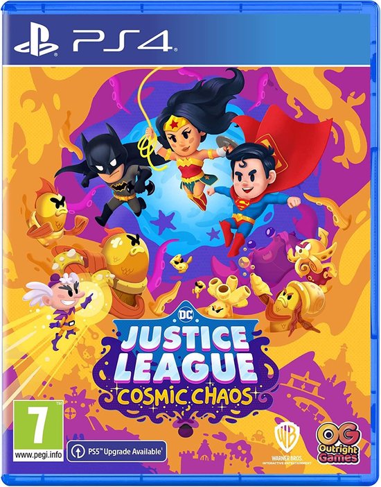 PS4-hoes met Batman, Superman en Wonder Woman die vechten tegen monsters.