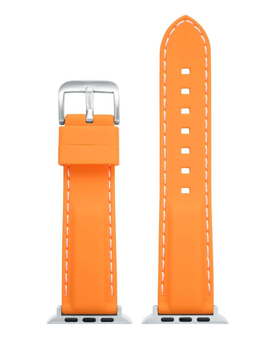 EULIT siliconen horlogeband geschikt voor Apple Watch 38-40-41 maat - Serie 1-2-3-4-5-6-7-8-9-10 + SE - silicon sport smart - 20 mm - oranje - metalen mat gesp - incl. adapter