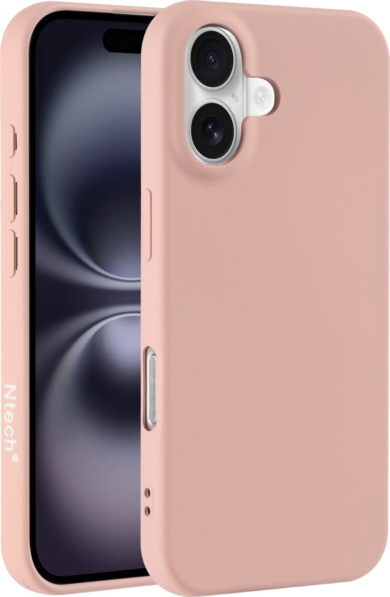 Hoesje Geschikt voor iPhone 16 Plus – Zacht siliconen liquid backcover – Pink Sand