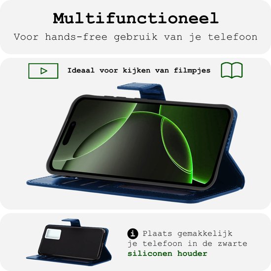 Étui adapté pour iPhone 16 Pro Case Bookcase Cover Flip Case Book Cover - Étui adapté pour iPhone 16 Pro Case Book Case Case - Bleu foncé