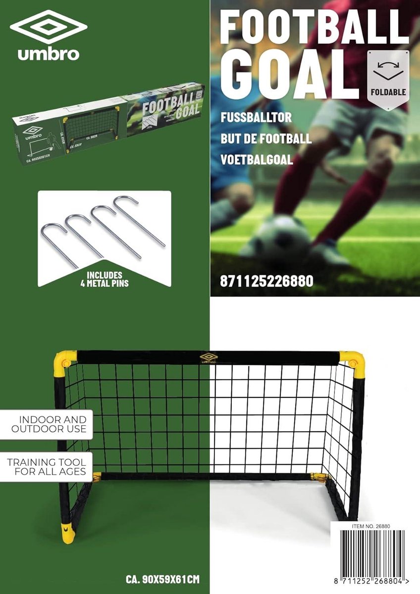 Voetbaldoel Opvouwbaar Zwart-Geel 90 x 59 x 61 cm - Makkelijk te Bergen - Voetbal Training Doel voor Kinderen en Volwassenen