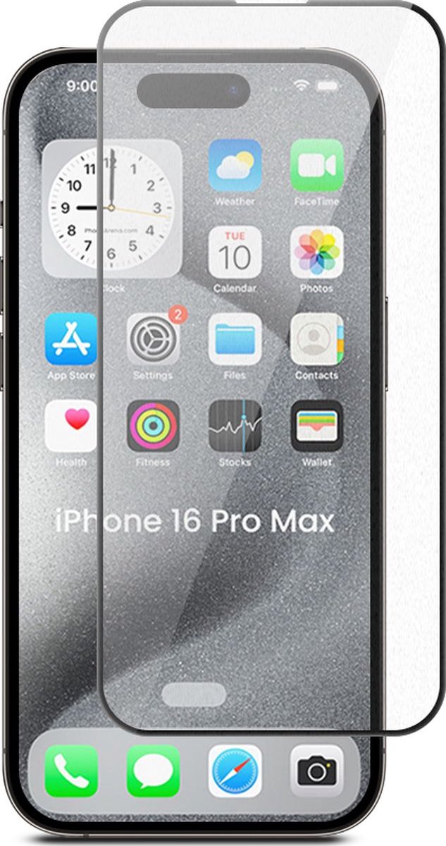 Mobigear Screenprotector geschikt voor Apple iPhone 16 Pro Max Glazen | Mobigear Premium Screenprotector Anti-Glare - Case Friendly - Zwart