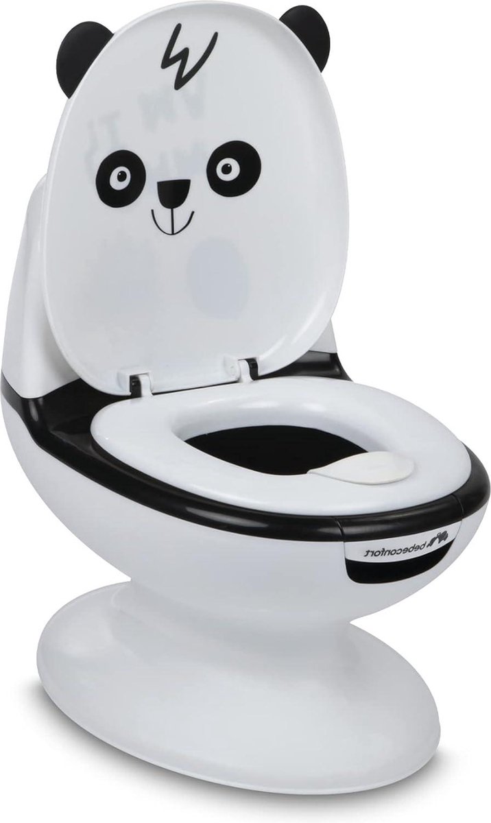 Mini-Toilet Potje voor Zindelijkheidstraining 1-4 jaar - Levensecht met Spatschild - Spoelgeluid - Rubberen Voet - Panda Beer