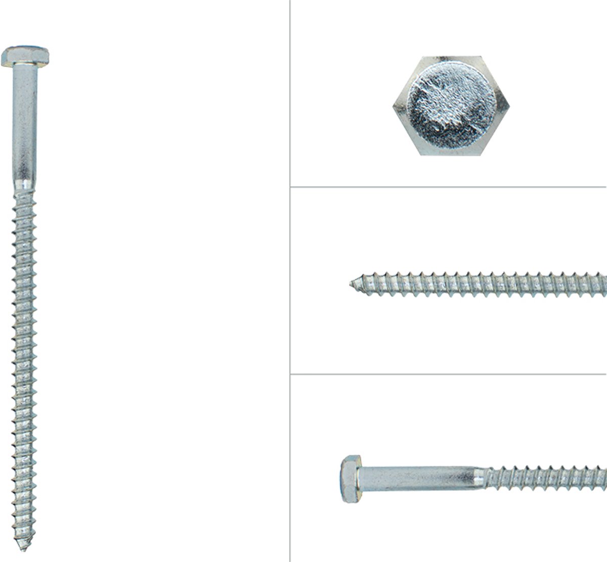 Wovar Houtdraadbouten Verzinkt M6 x 110 mm | Doos 100 stuks