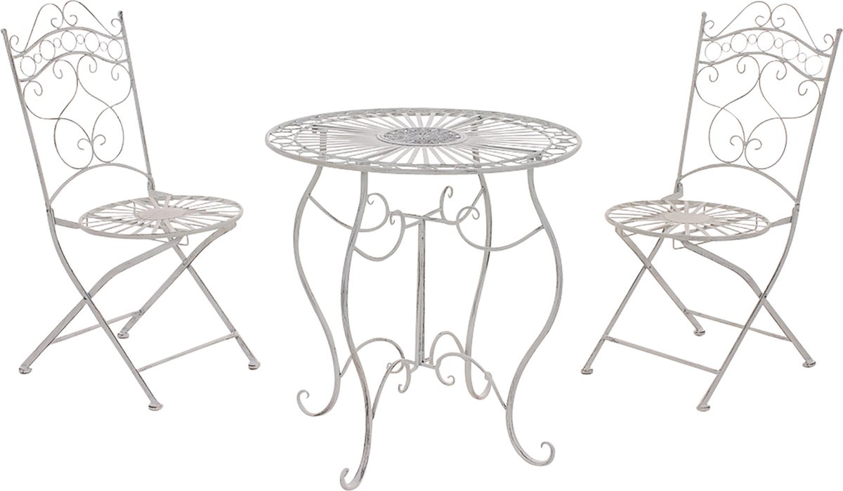 Bol.com CLP Indra - Bistro set antiek/wit aanbieding