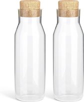 Carafe En Verre De 2 Litres Avec Revêtement Osier - Bouchon Liège, Design Rustique