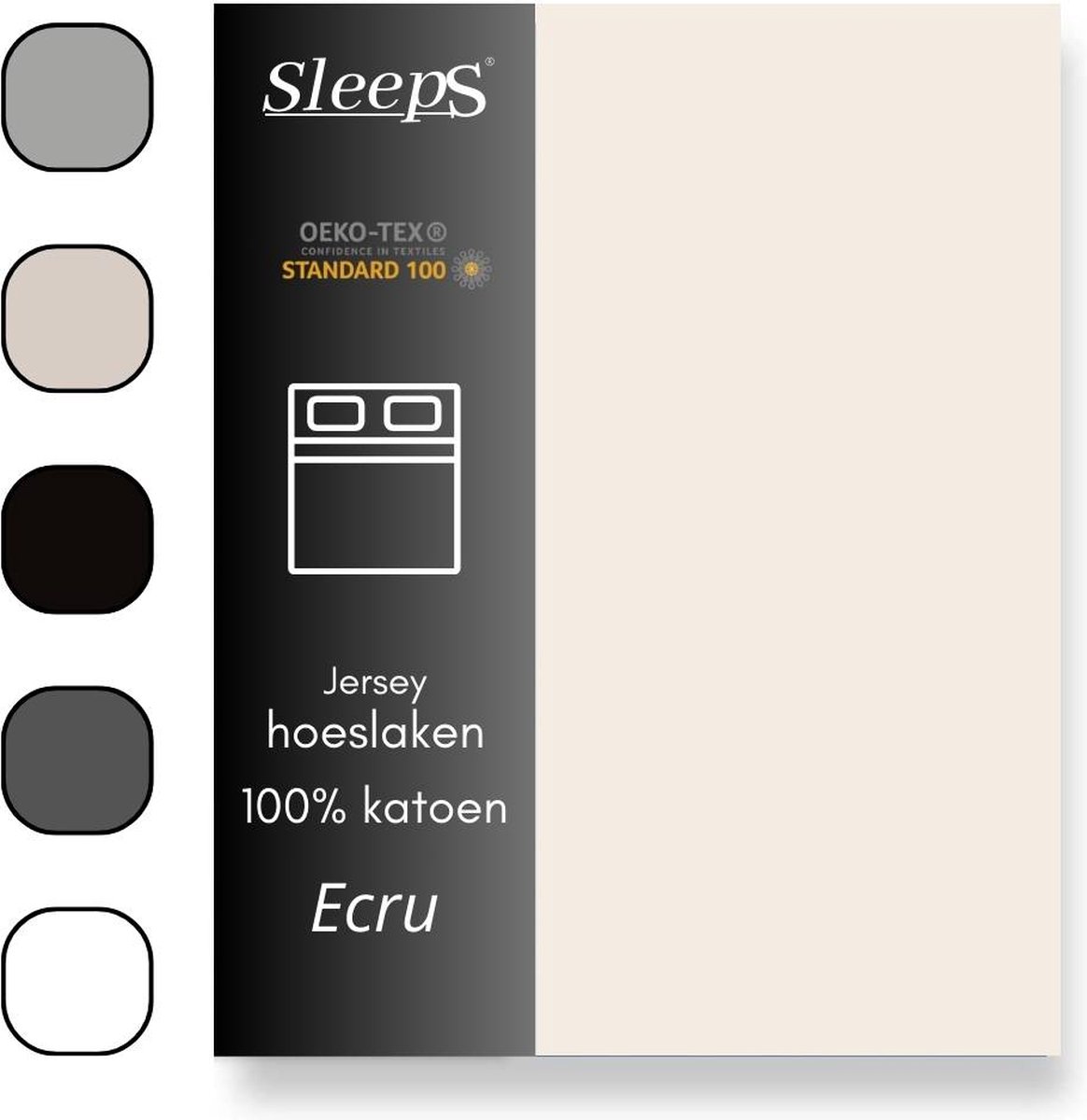 Sleeps Jersey Hoeslaken Katoen - 160x200 cm - Ecru- Strijkvrij