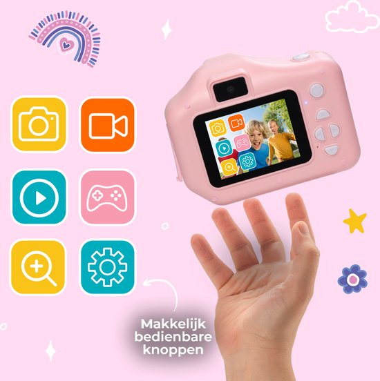 Denver Kindercamera Full HD met Printer - Selfie Camera - 48MP - Digitale Camera Kinderen - Foto en Video - Spelletjes - KPC1370 - Roze