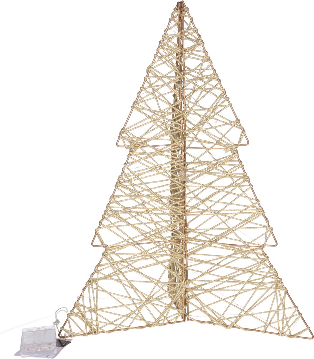 Countryfield Lichtboom/kerstboomp - 49 cm - goud - metaal - 40 leds