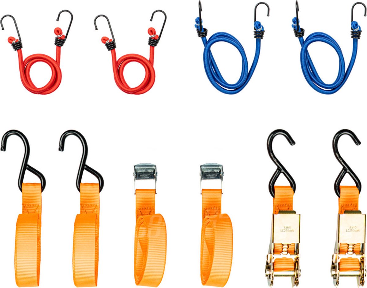 Spanband + snelbinder set - 8 delig