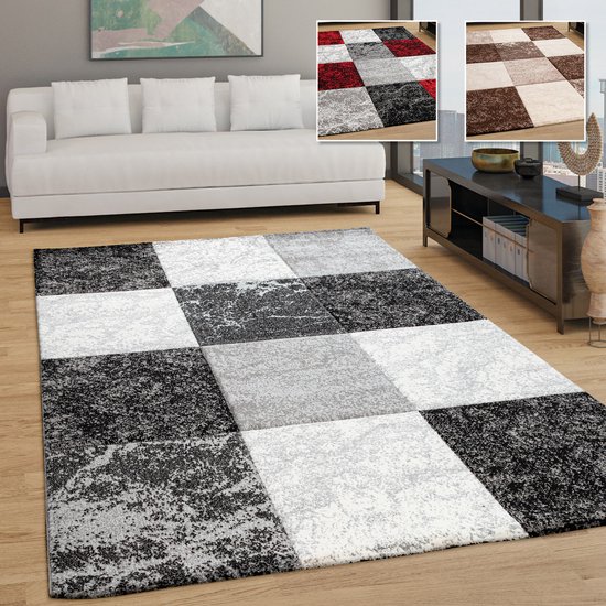 Paco Home Tapis Salon Chambre Adulte Poils Ras Moderne Abstrait Pastel Geometrique 3D 80x300 cm, Turquoise