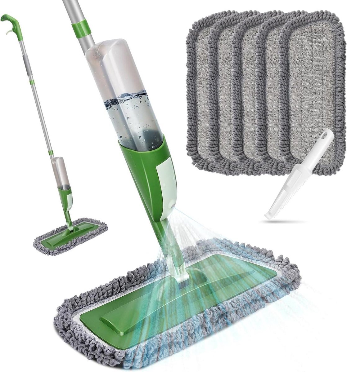 Goedkoopste Vloerwisser met sproeifunctie - 550 ml waterreservoir - microvezel dweilpads - snelle reiniging - hardhout marmer laminaat tegelvloer - 5 dweilpads 1 schraper Mop